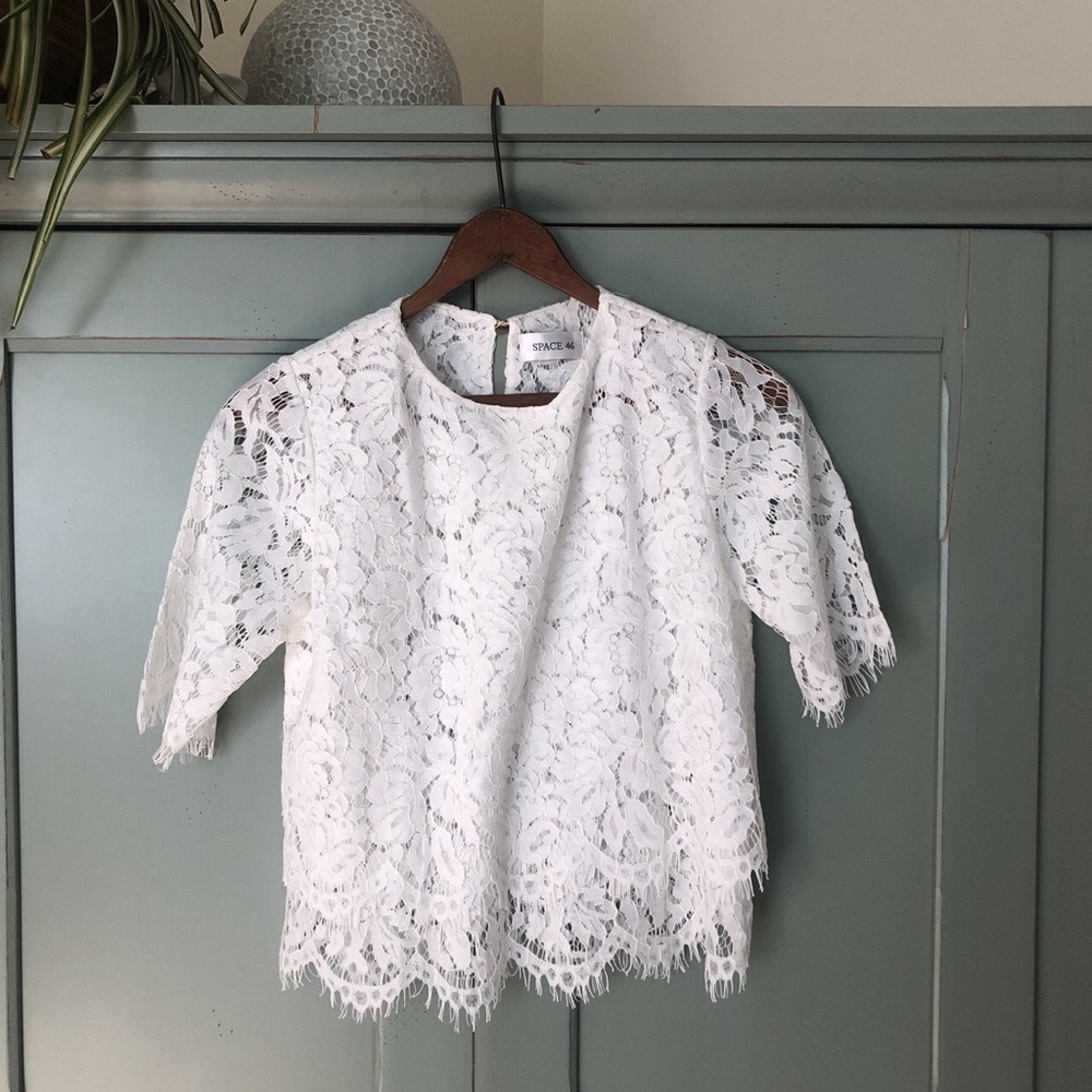 White Lace Crop Top